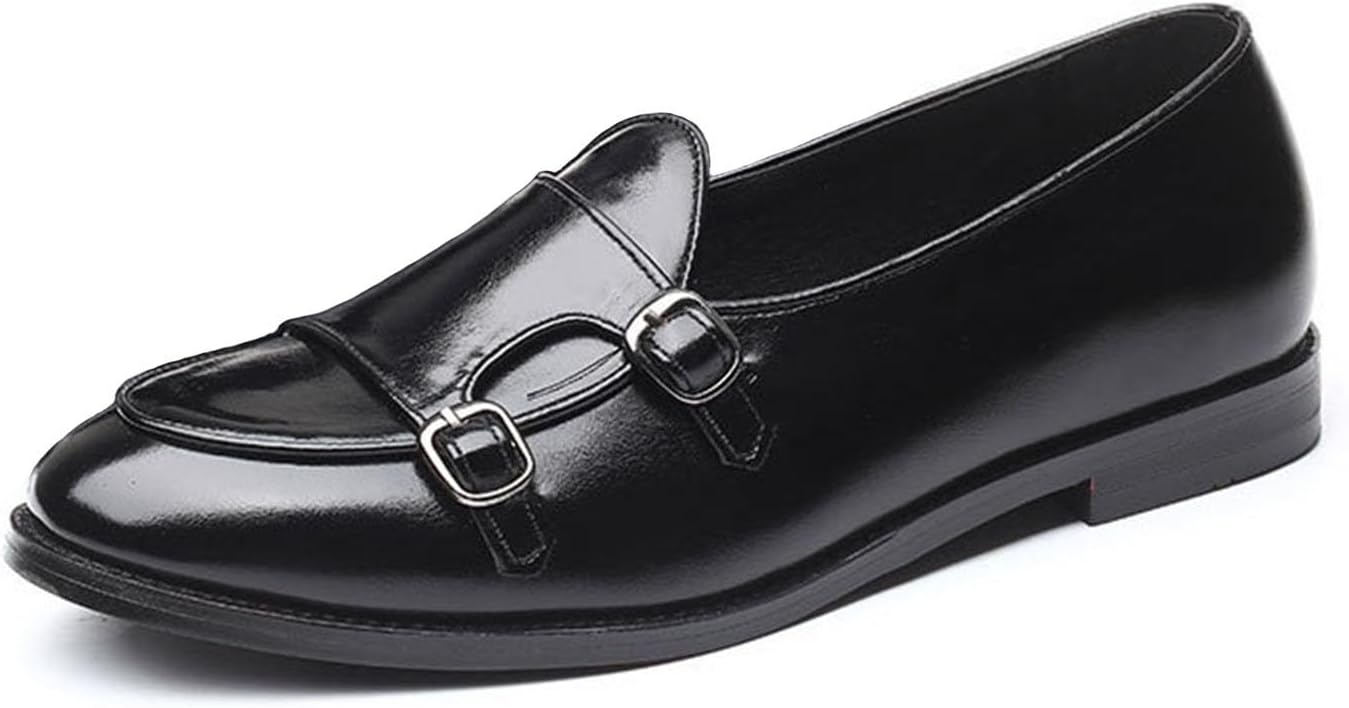 

Мужские лоферы с двойным ремешком-монком, слипоны из лакированной кожи, мужская обувь из искусственной кожи, повседневная Generic, черный