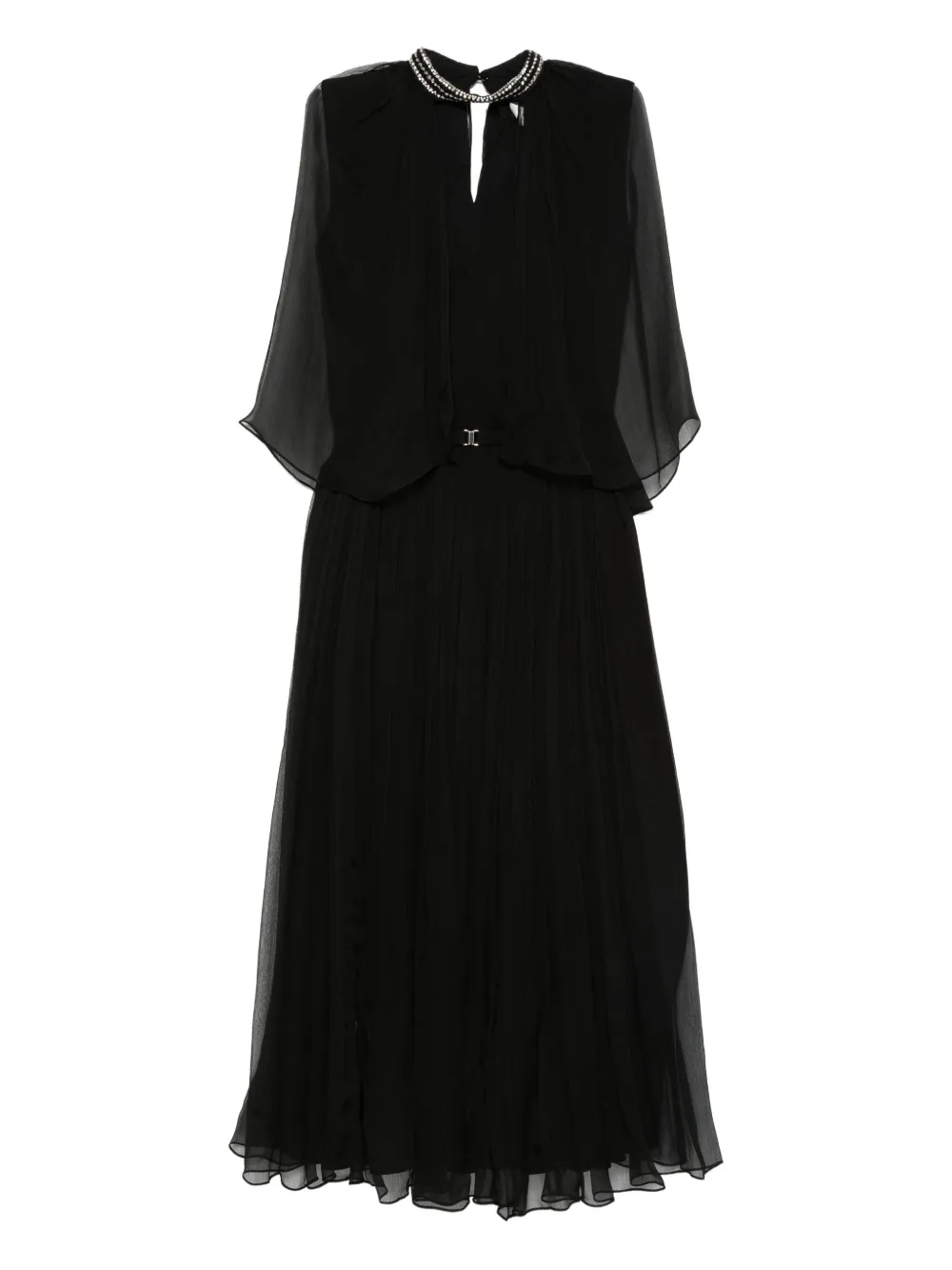 

Плиссированное платье миди с кристаллами Nissa, черный