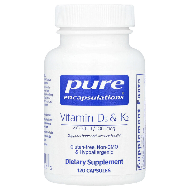

Pure Encapsulations, Витамины D3 и K2, 120 капсул