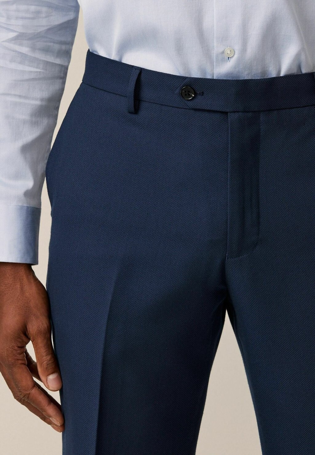 Костюмные брюки SLIM FIT TEXTURED Next, синий — фото 3
