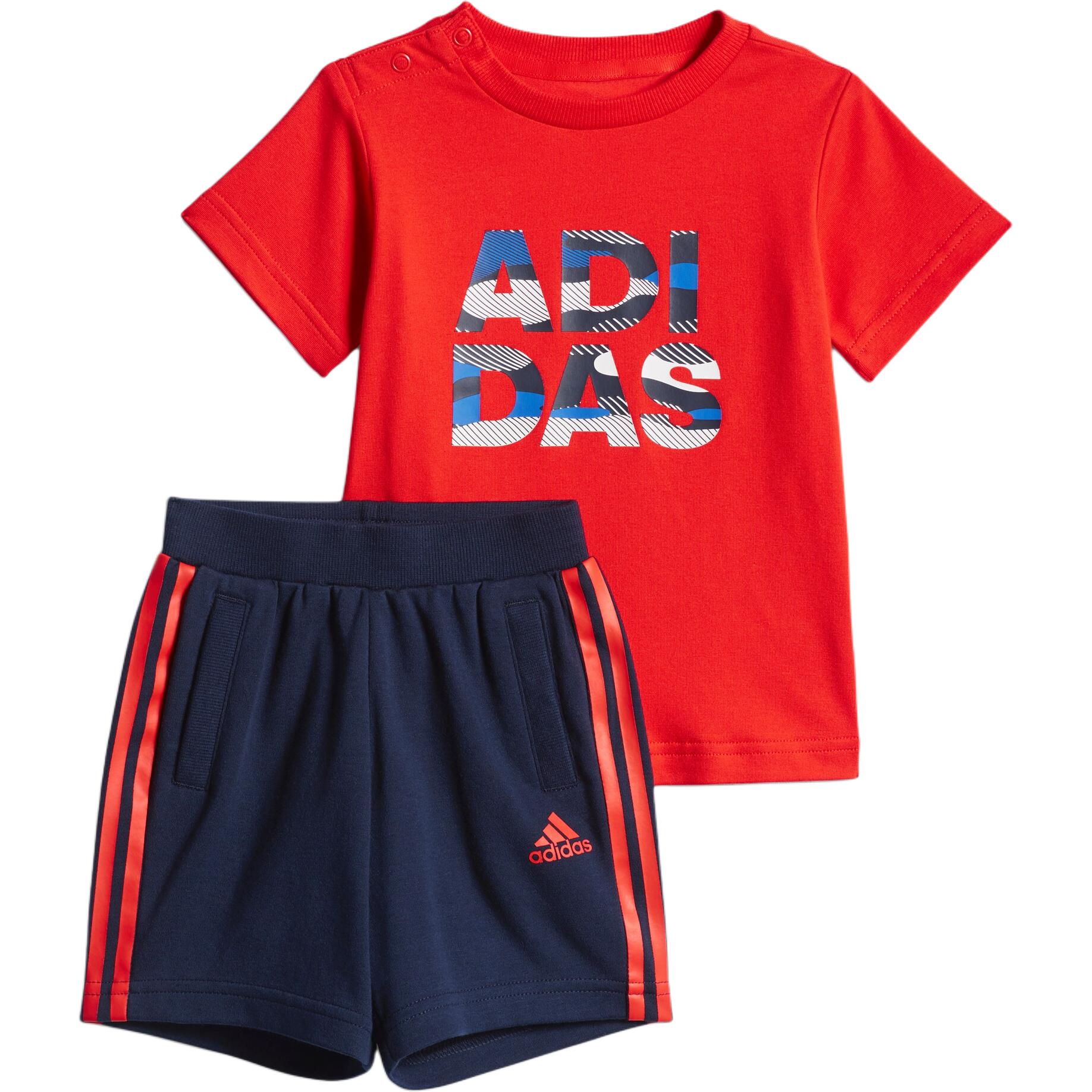 Повседневная спортивная одежда для малышей Adidas, Ярко-розовый/Темно-синий+Темно-синий/Ярко-розовый флуоресцентный — фото 3