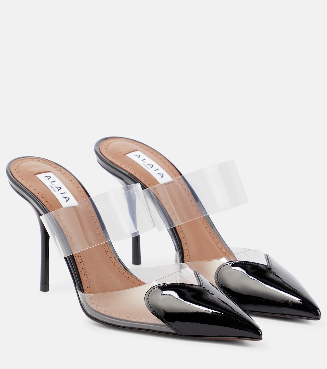 Мюли Cœur из лакированной кожи и полиуретана Alaïa, черный