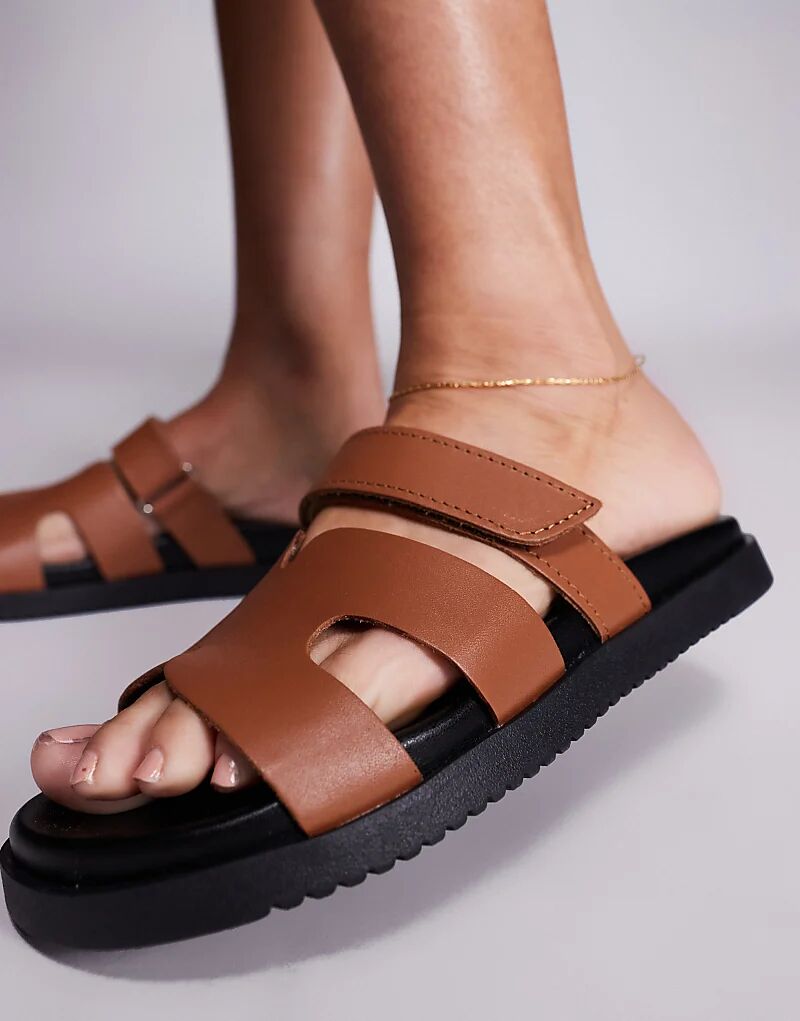 Сандалии Steve Madden Missile с ремешками из кожи коньячного цвета — фото 3
