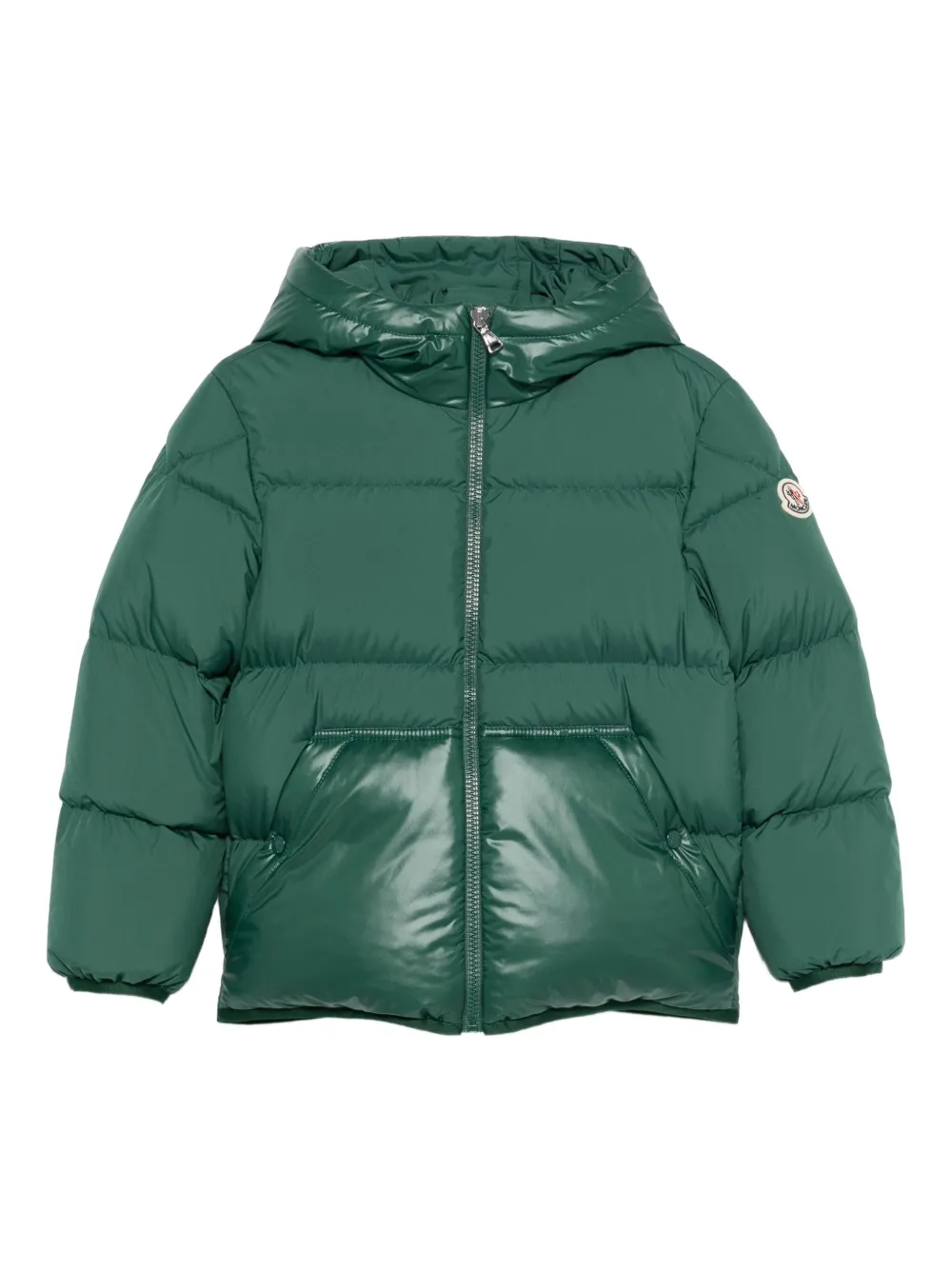 

Пуховик с капюшоном Moncler Enfant, зеленый