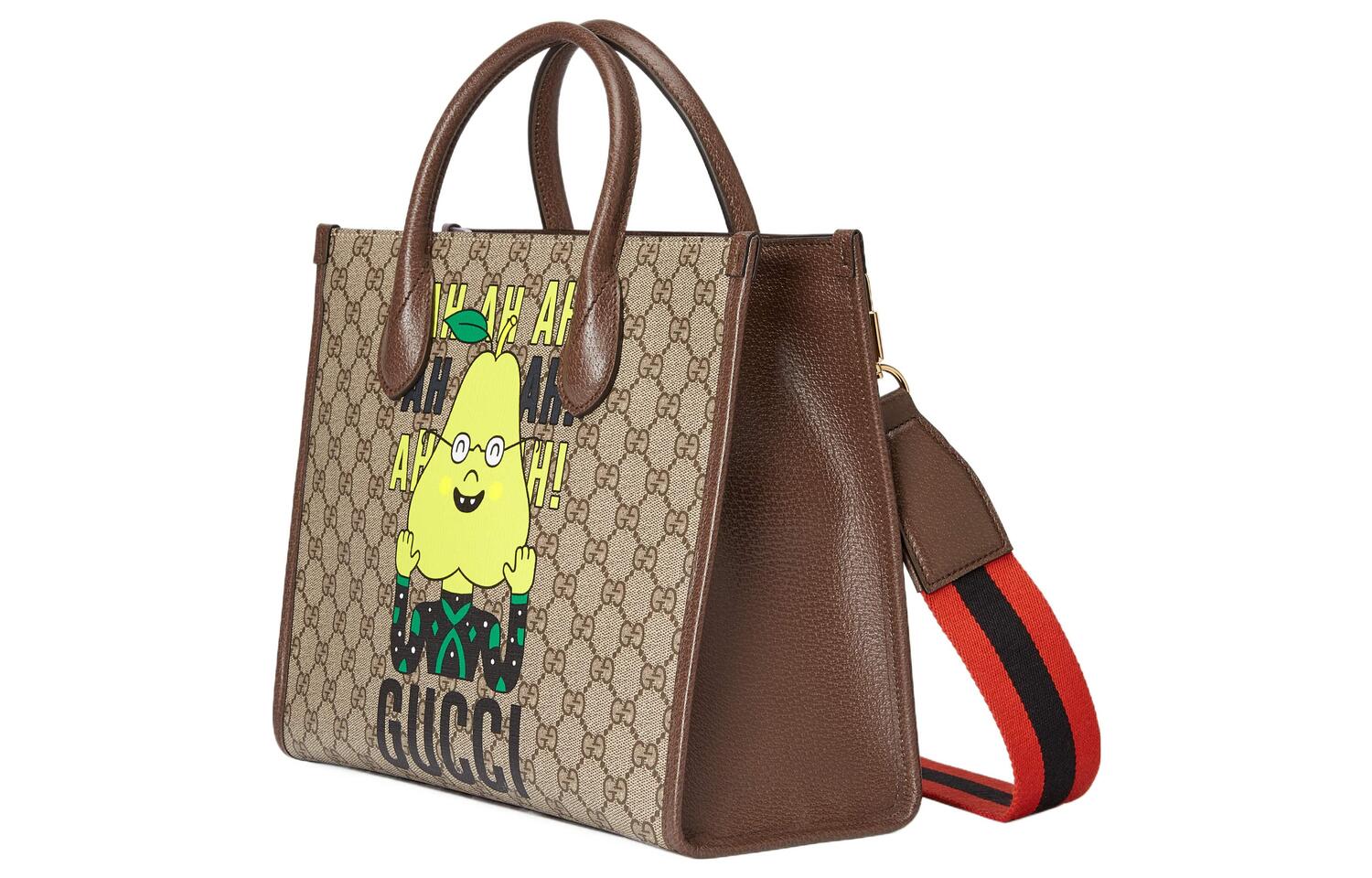 GUCCI Кожаная сумка-шоппер с канвасной отделкой через плечо малого размера мужская эбеновая — фото 2