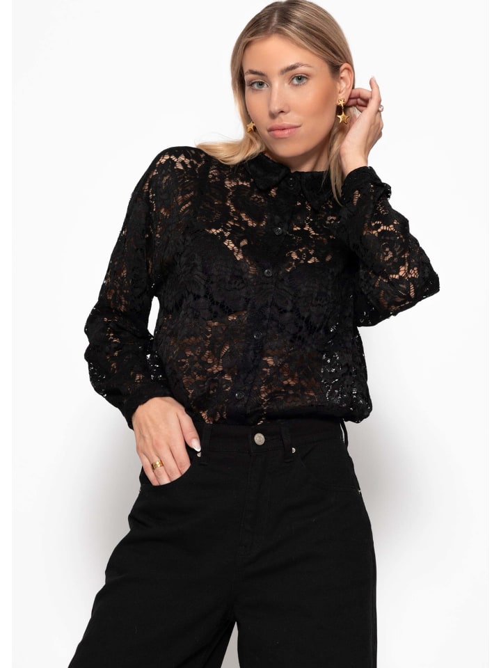 

Черная блузка из прозрачного кружева SASSYCLASSY