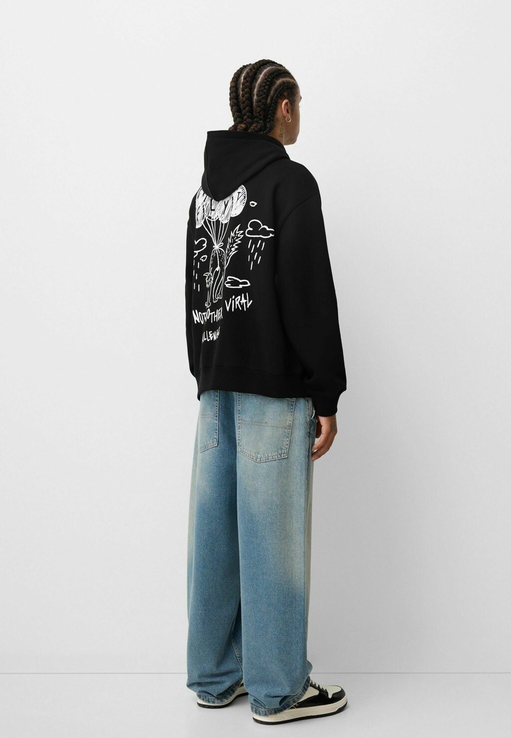 

Толстовка с капюшоном PRINTED Bershka, цвет Black Denim