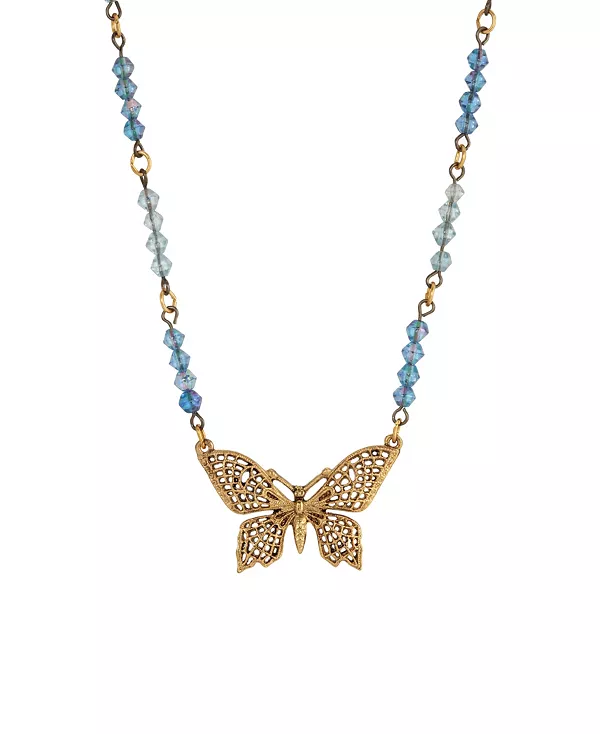 

Ожерелье из акриловых синих бусин в виде бабочек 2028, blue