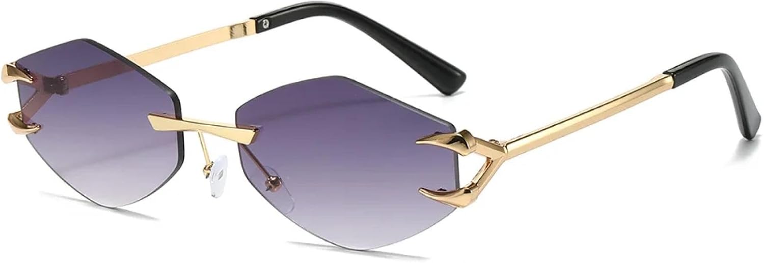 

Солнцезащитные очки с защитой от УФ-излучения UV400 | Без оправы, градиентный металлический дизайн | Для женщин и мужчин, для занятий спортом на открытом воздухе и вождения DSVIGF, Grey