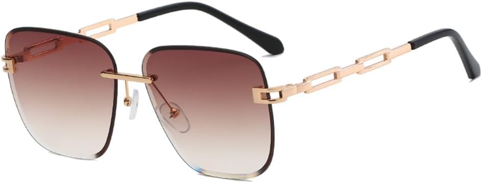 

Модные солнцезащитные очки для женщин, винтажные солнцезащитные очки без оправы для мужчин, ретро-очки с плоской верхней частью, очки с защитой от УФ-излучения UV400 KTUCN, Brown