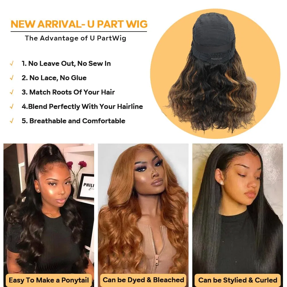 Женский парик U-образный из натуральных волос Ombre Body Wave Tahikie — фото 4
