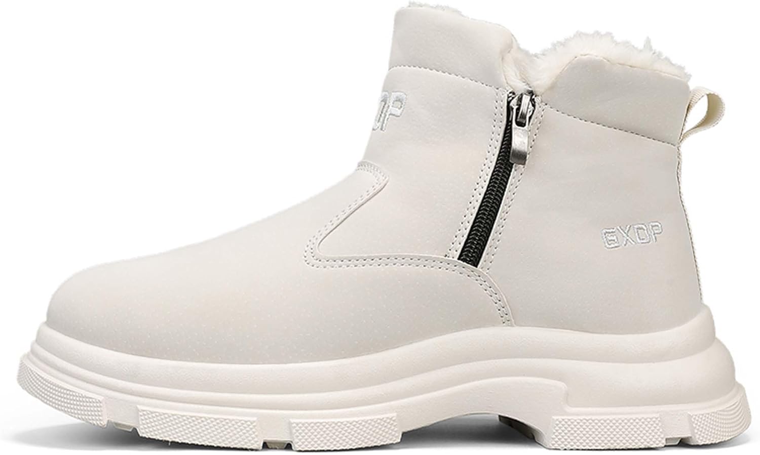 

Осенне-зимние высокие теплые ботинки на меху с молниями и водонепроницаемой подошвой для ходьбы Generic, бежевый