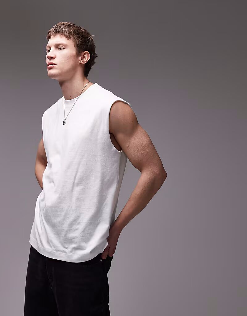 

Футболка Topman свободного кроя без рукавов белого цвета