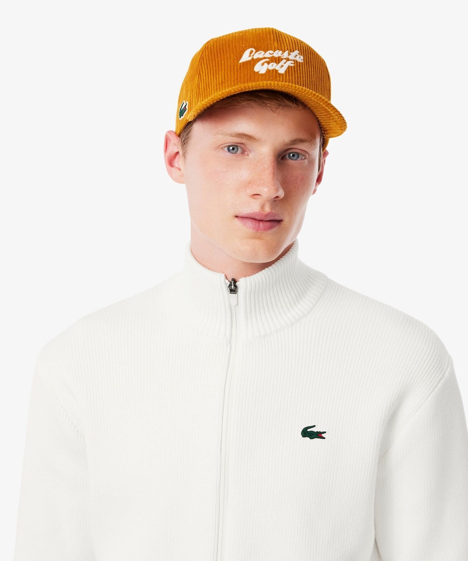 Свитер на молнии из смесовой хлопковой ткани LACOSTE, White — фото 2