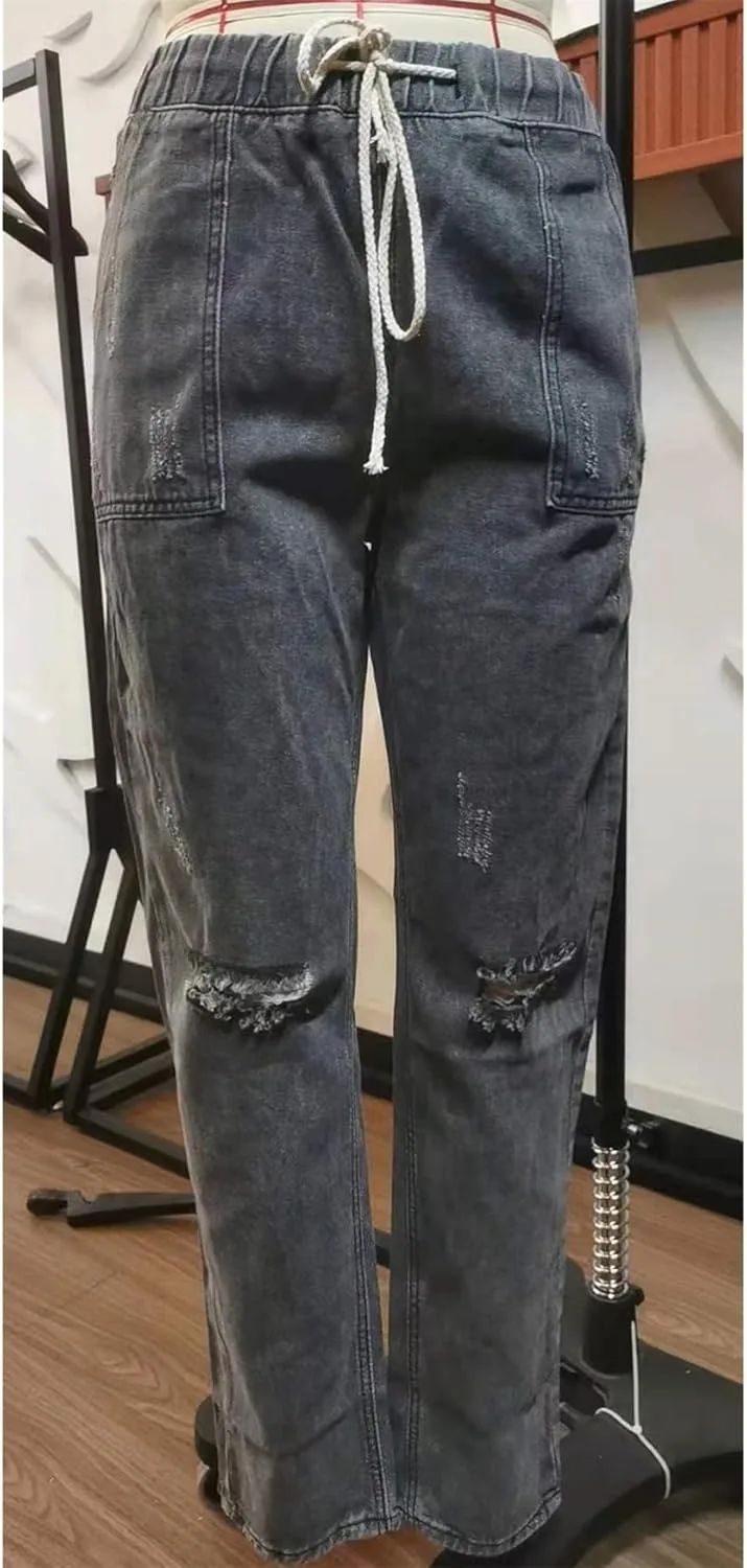 Женские джинсы-джоггеры GPCHAN Casual с эластичным поясом — фото 4