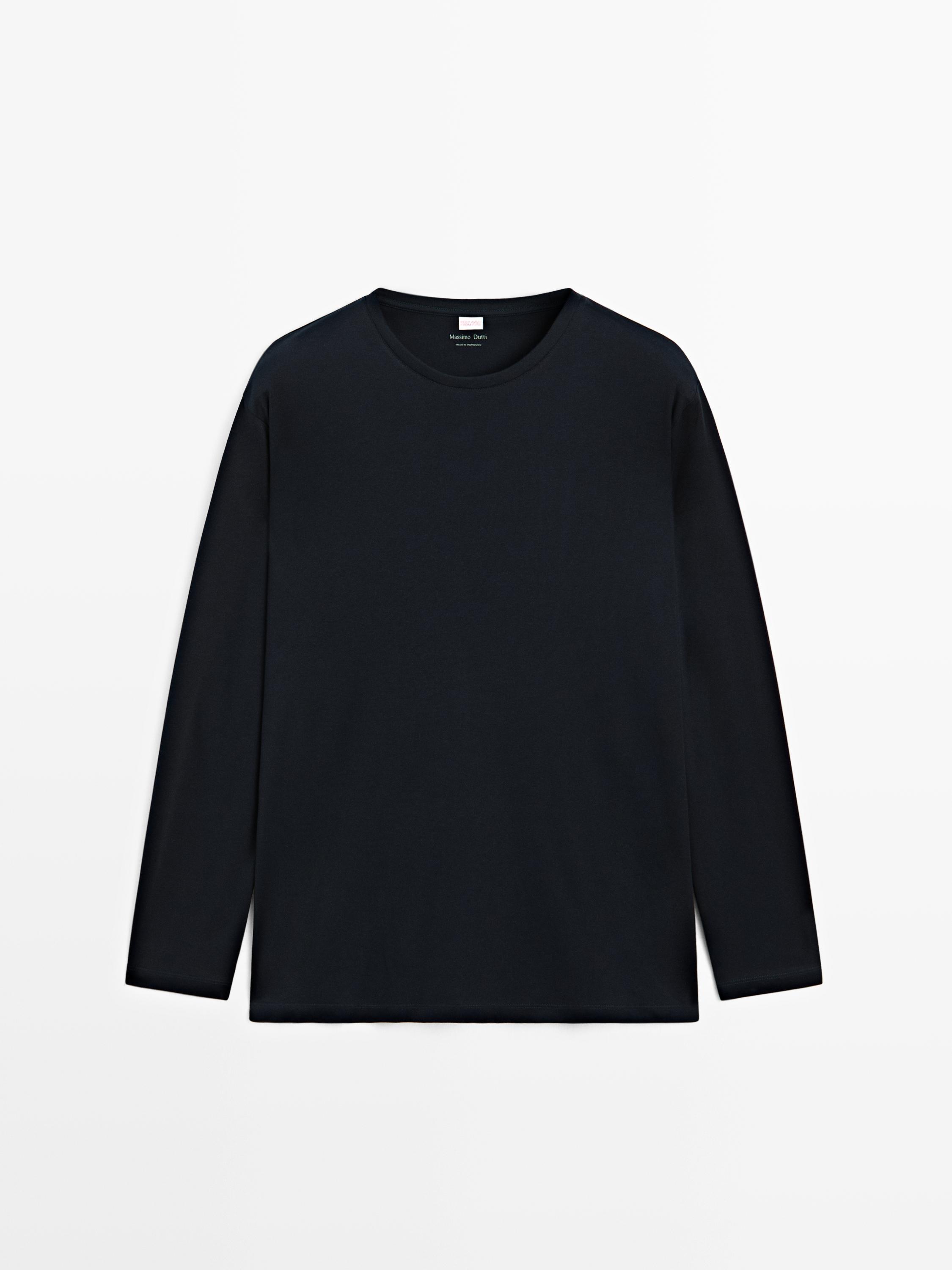 

Пижама в полоску из 100% хлопка с футболкой с длинными рукавами Massimo Dutti, синий