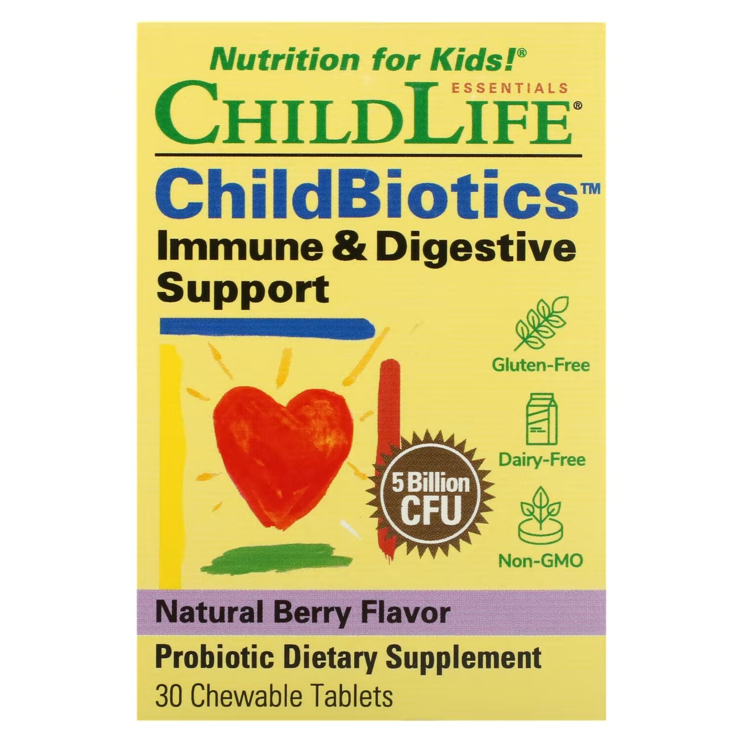 

Добавка ChildLife Essentials ChildBiotics поддержка иммунитета и пищеварения, 30 жевательных таблеток