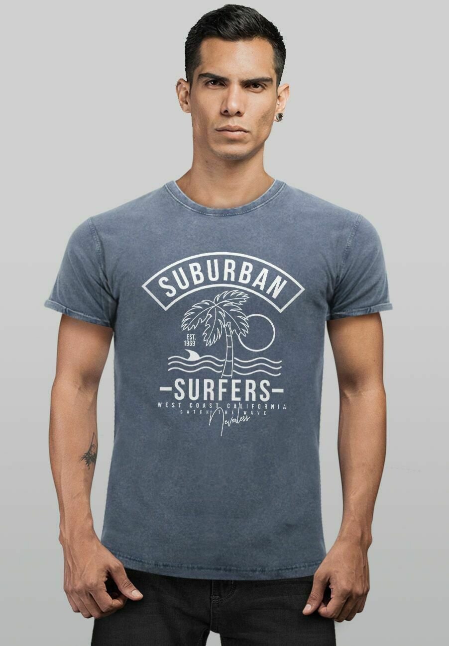 

Футболка с принтом VINTAGE SUBURBAN SURF Neverless, синий