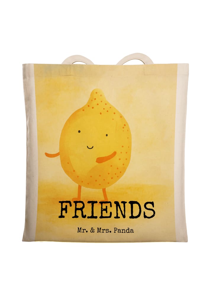 

Mr. & Mrs. Panda Сумка-шоппер «Лучшие друзья» с лимонным рисунком и надписью, белого цвета
