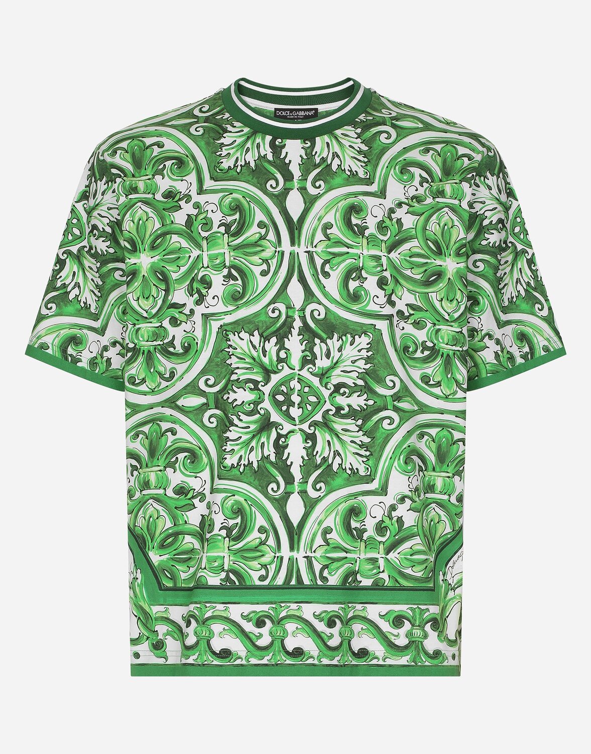 

Хлопковая футболка с принтом майолика Dolce & Gabbana, принт