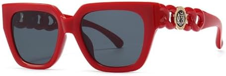 

Солнцезащитные очки в стиле ретро 2026 года, квадратные, для женщин и мужчин, винтажные прямоугольные солнцезащитные очки с защитой от УФ-излучения UV400 MTZJH, Red Grey