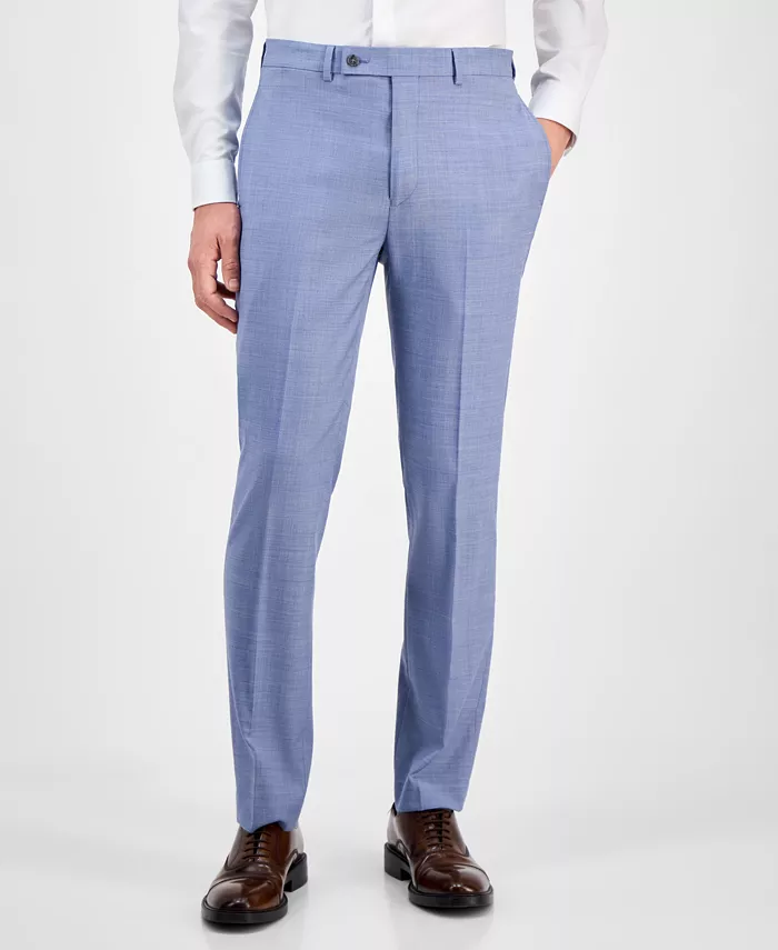 Мужские классические брюки Slim-Fit из шерстяной ткани с добавлением эластана Calvin Klein, синий — фото 3