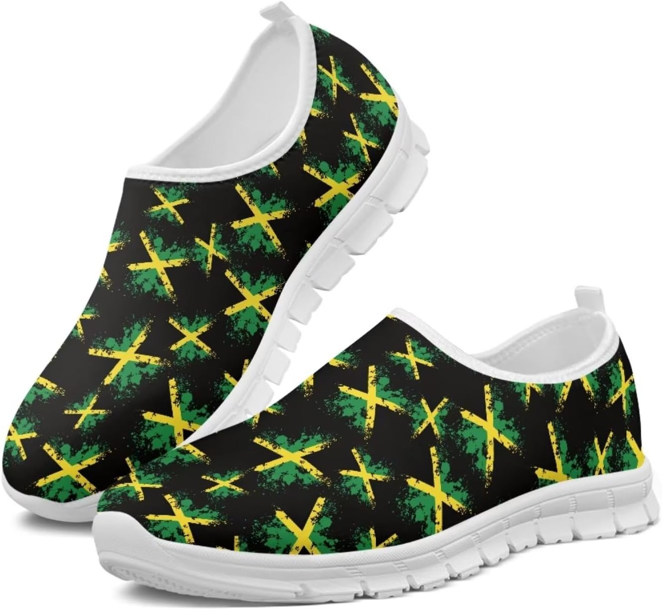 

Мужские слипоны Howilath с принтом флага, повседневные кроссовки для бега, мокасины с противоскользящей подошвой из ЭВА, Jamaican Flag Print