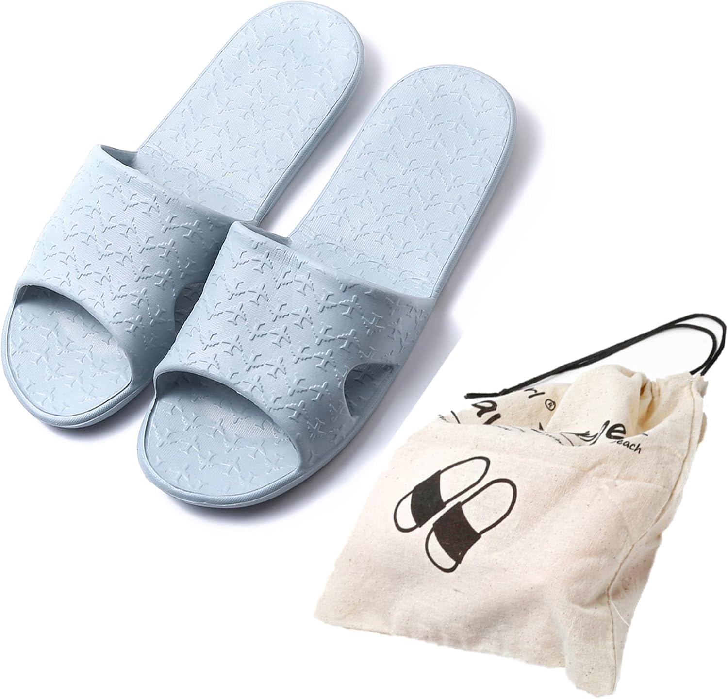 

Тапочки Anmerl для женщин и мужчин, портативные складные тапочки с хлопковой сумкой для хранения, мягкие удобные нескользящие тапочки для быстрой сушки, для дома, ванной, душа, спа, спортзала, плавания и пляжа, серый