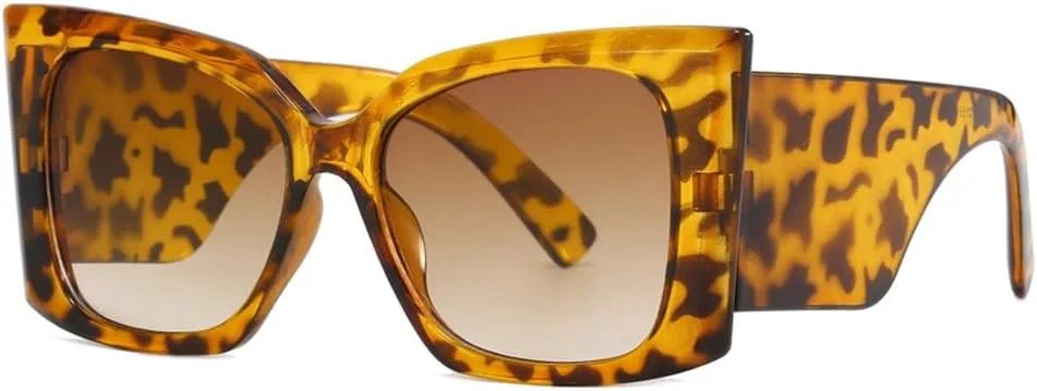 

Женские солнцезащитные очки в форме «кошачий глаз» с широкими дужками, мужские солнцезащитные очки в винтажном ретро стиле для женщин HYYZZC, Leopard Tea