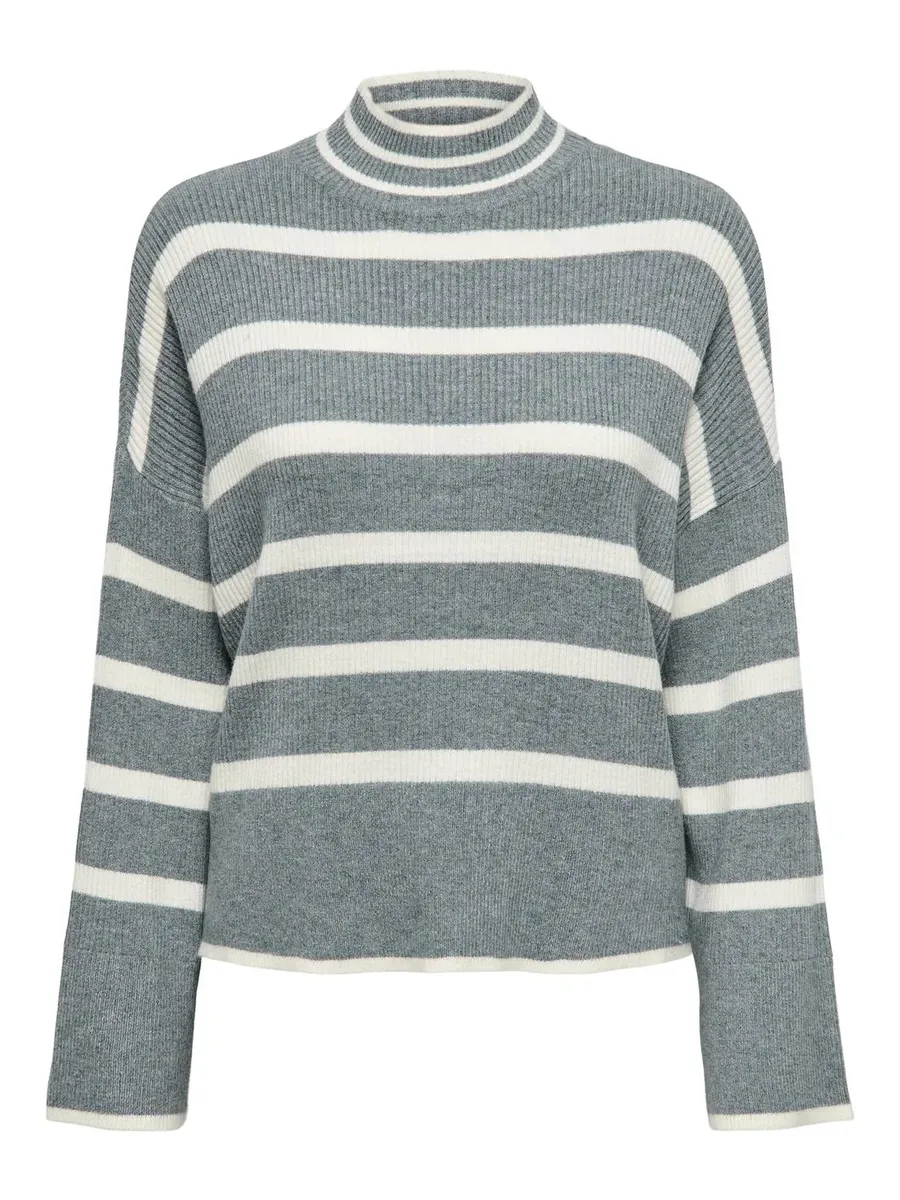 

Only свитер с воротником-стойкой "ONLIBI L/S HIGNECK PULLOVER", цвет Scarab Stripes:W.Melange/Whitecap Gray Mel