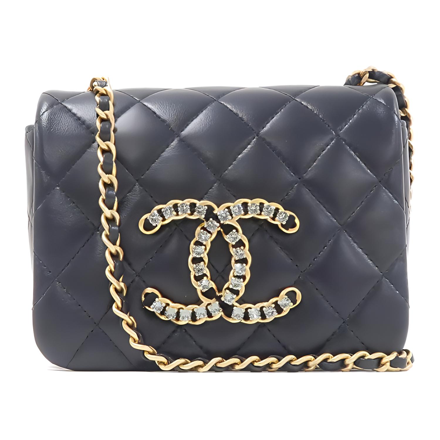 

CHANEL Кожаная сумка с клапаном через плечо кроссбоди женская черная