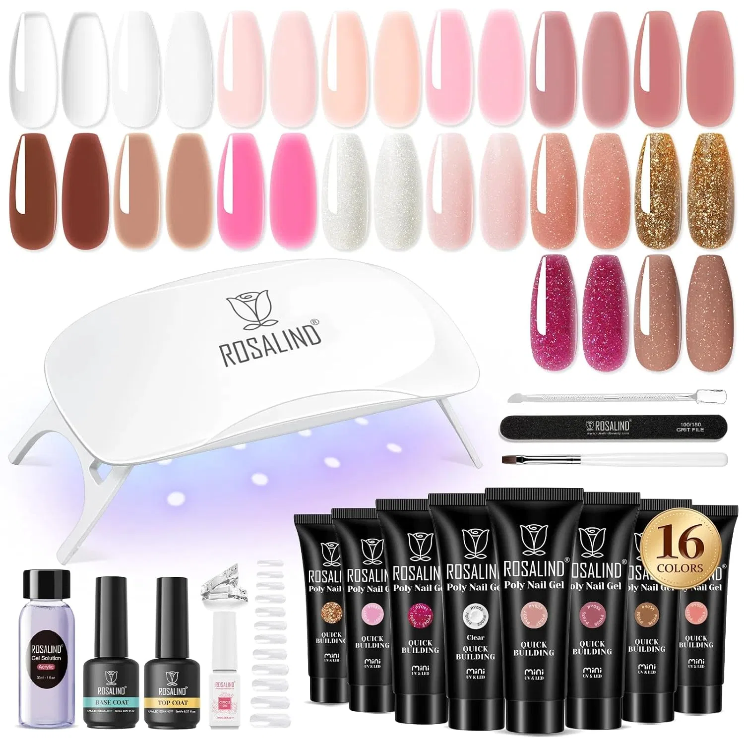 Стартовый набор для наращивания ногтей «Poly Nail Gel» от ROSALIND ‎Rosalind