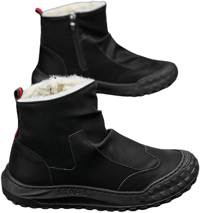 

Мужские слипоны модные кроссовки - повседневные и стильные, толстая подошва для увеличения роста, не скользящие и прочные, теплая искусственная кожа для всех сезонов Hhhchpm, черный