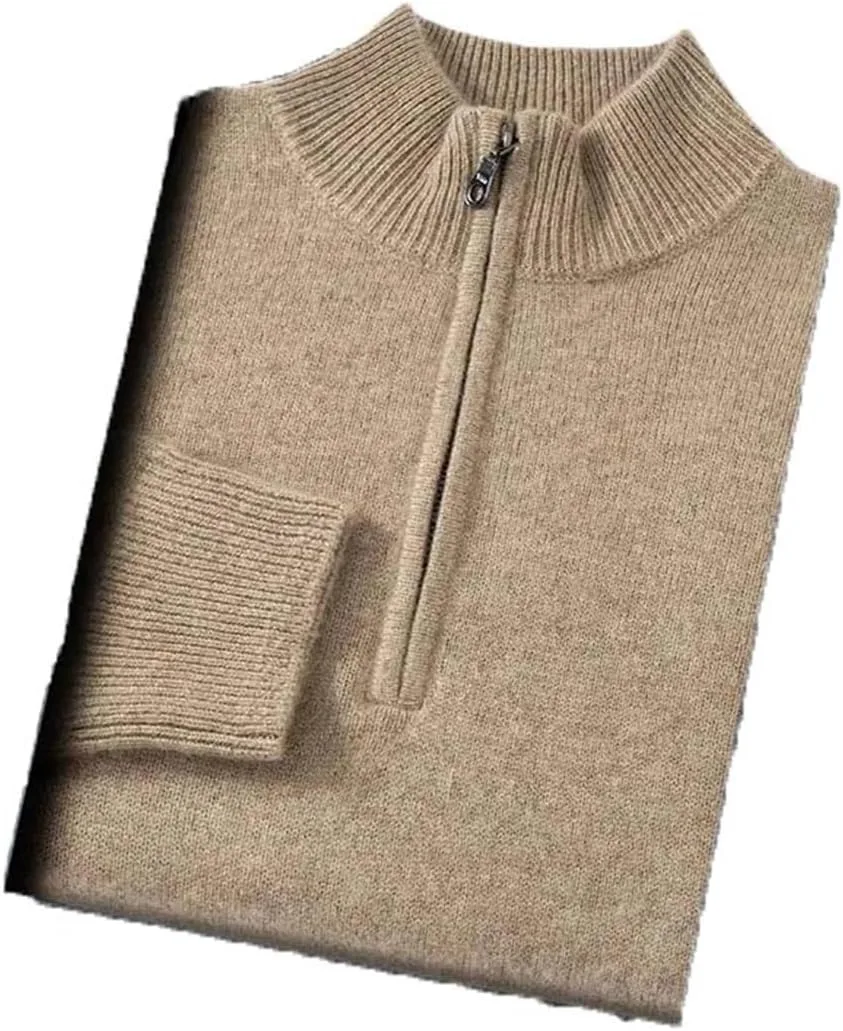 

Мужской толстый свитер с молнией и воротником-стойкой из кашемира