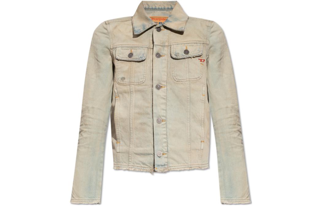 DIESEL Джинсовая куртка De Bonny S1 с рваными краями, Beige — фото 3