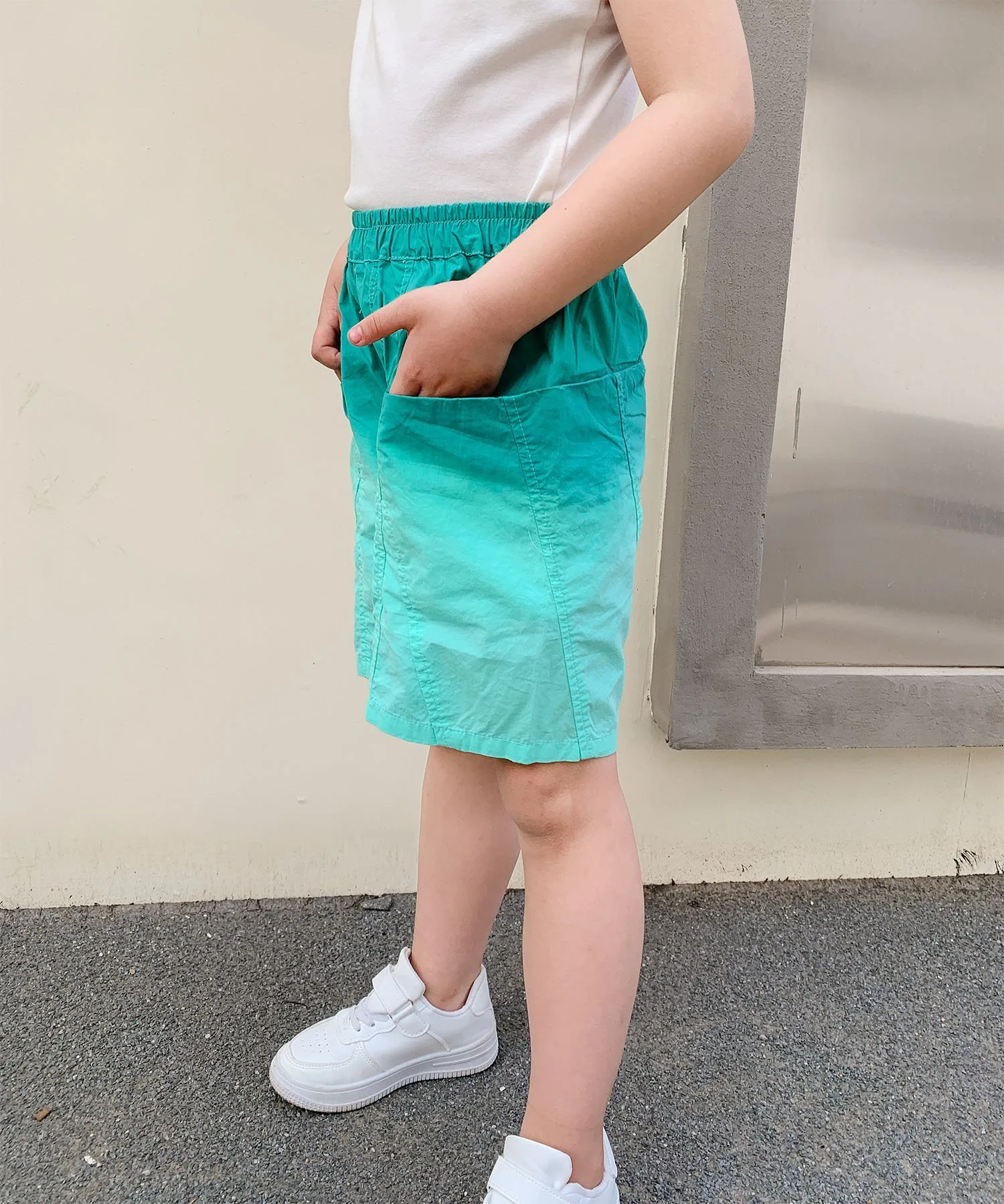 Детские широкие шорты с градиентным рисунком Aimoha Kids, green — фото 3