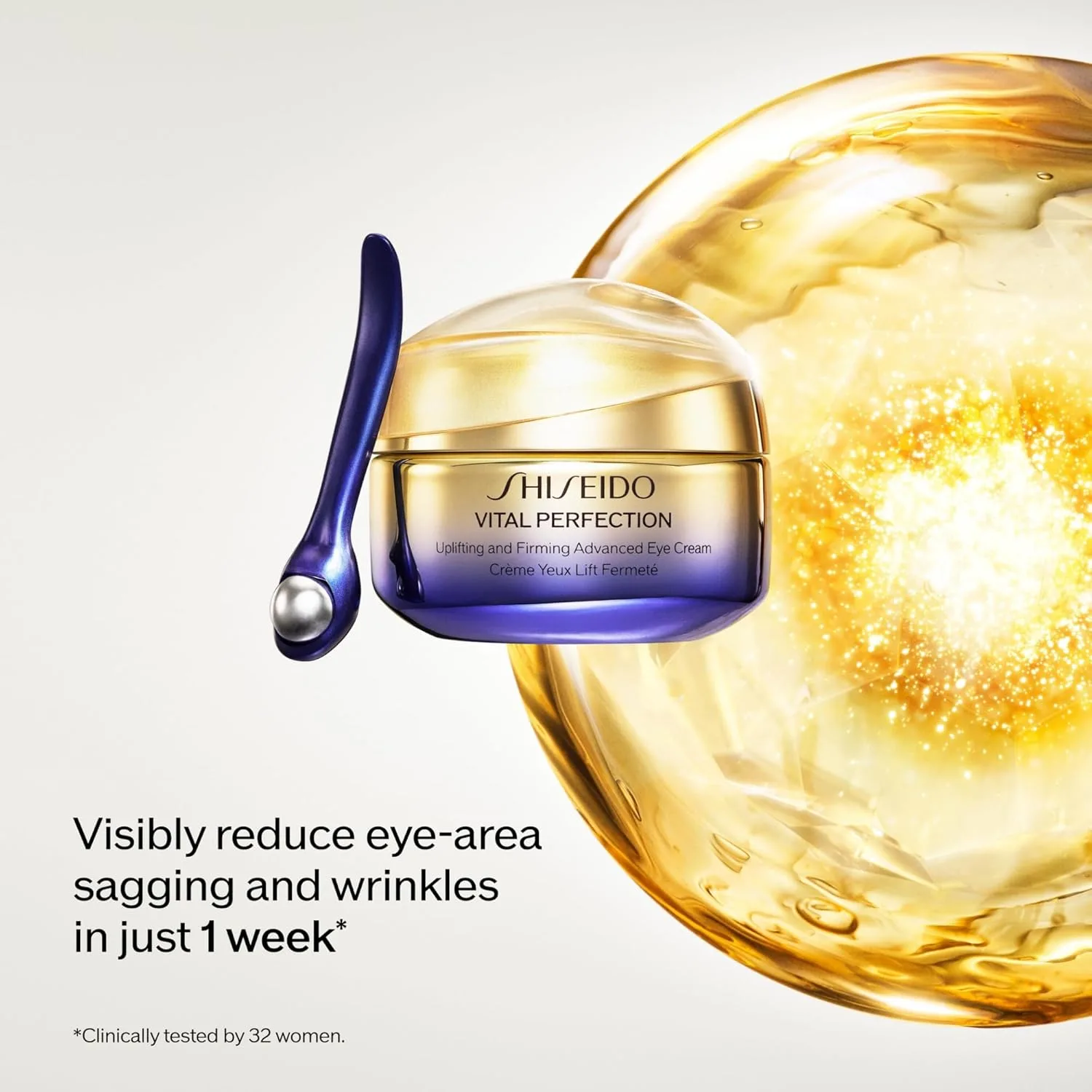 Shiseido Vital Perfection подтягивающий и укрепляющий крем для глаз 15 мл против мешков, морщин и темных кругов с массажным роллером — фото 2