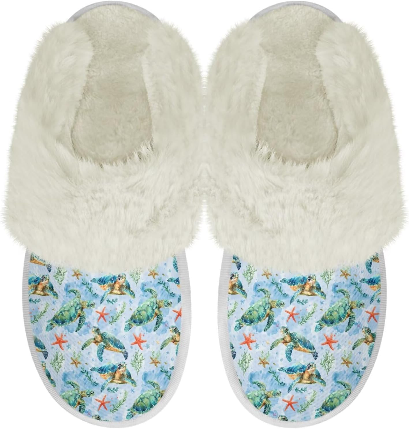 

Женские и мужские тапочки для дома, уютные пушистые тапочки с мемори-фоамом, повседневные домашние тапочки на мягкой подошве Chririnla, Starfish Sea Turtles