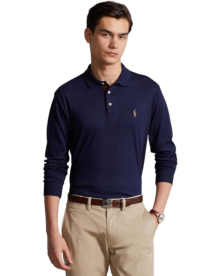 

Поло Polo Ralph Lauren Classic Fit Long Sleeve Soft Touch Polo Shirt, цвет Refined Navy
