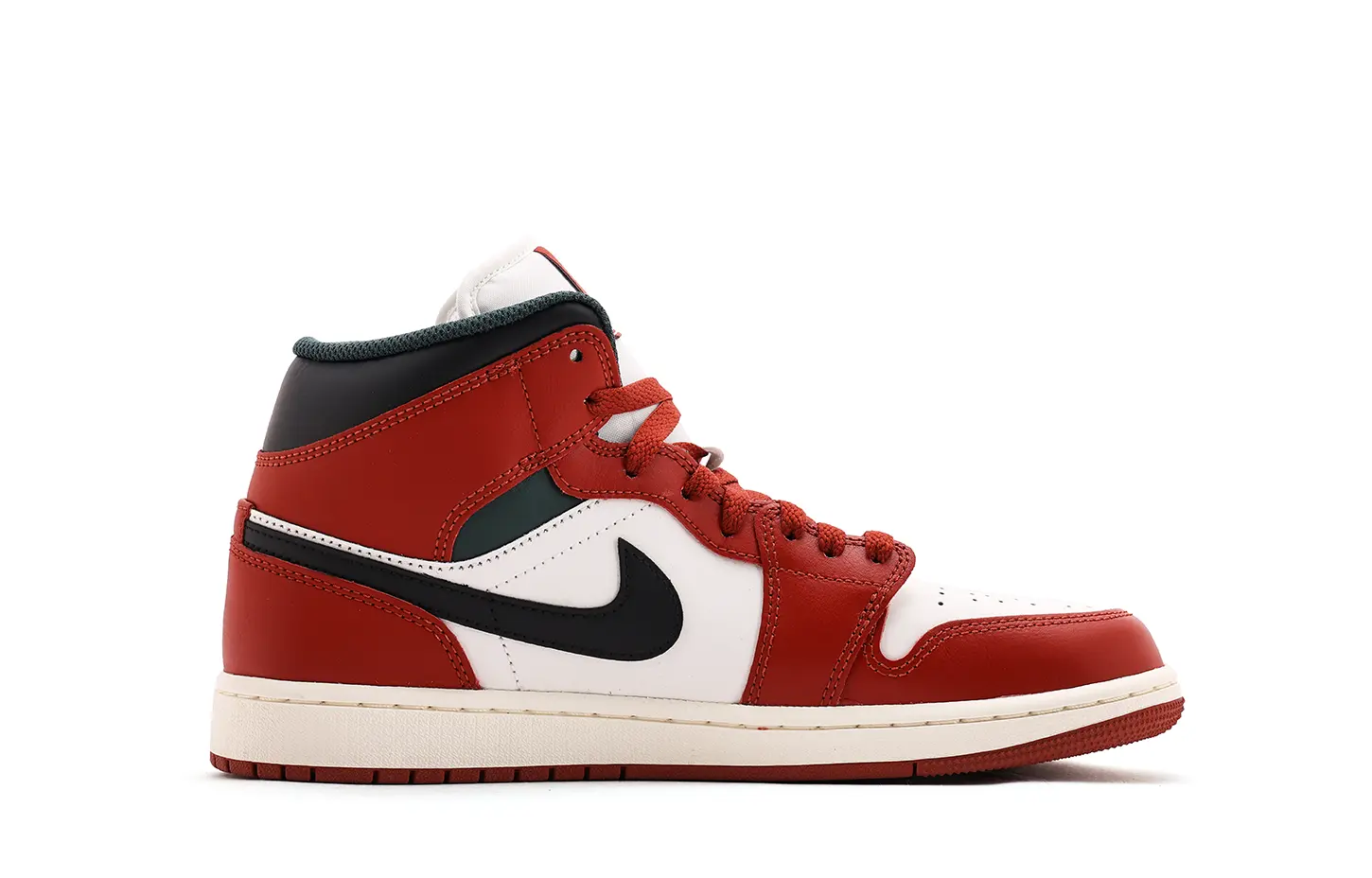Air 1 амортизация, износостойкие кроссовки Mid top в винтажном баскетбольном стиле Unisex черно-красные Jordan, красный — фото 3