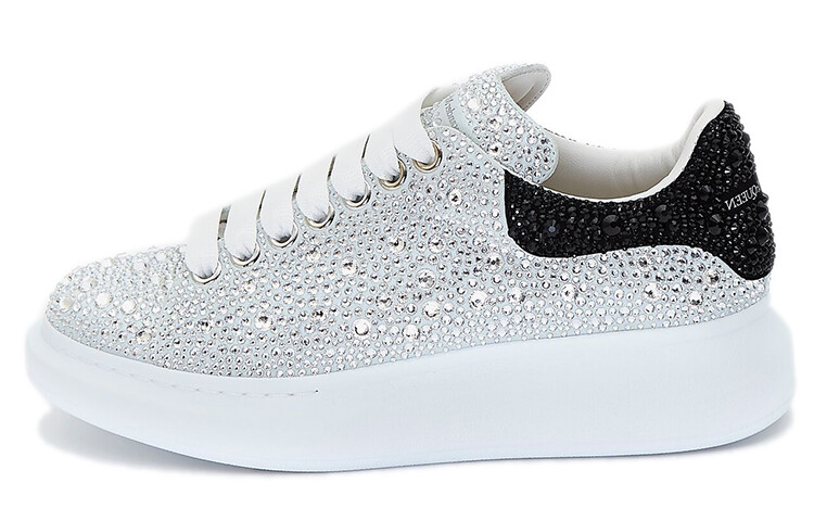 Кроссовки Alexander McQueen Oversized Crystal Embellished, белый