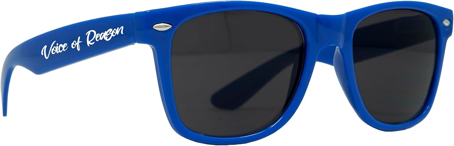 

Стильные поляризованные солнцезащитные очки Funky Junque в стиле ретро — защита от УФ-излучения, классические очки унисекс — для девичника, однотонные, в выгодных комплектах, I'll Bring the - Voice of Reason (Royal Blue)