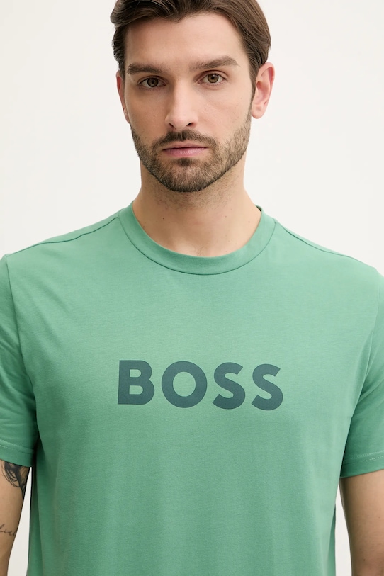 Хлопковая футболка футболка rn BOSS, зеленый — фото 4