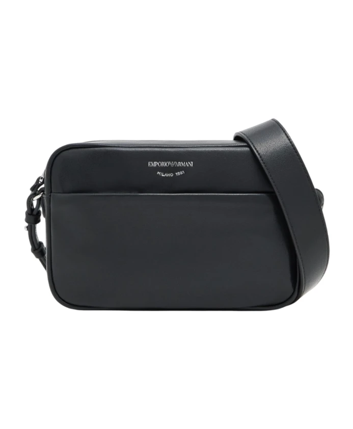 

Черная сумка через плечо с логотипом и карманом на молнии. Emporio Armani, черный