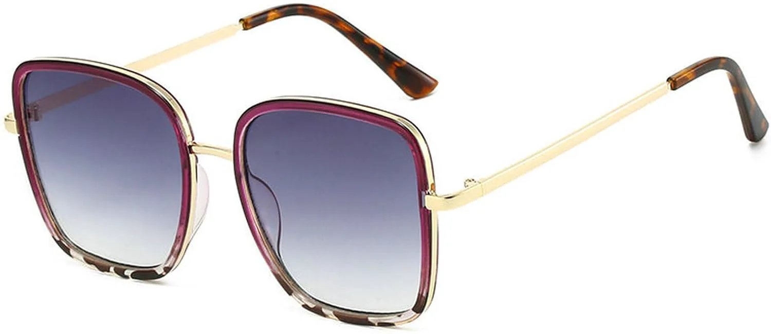 

Солнцезащитные очки COTIA в стиле ретро, ​​квадратной формы, модные, с металлической оправой, прямоугольной формой, с оригинальным дизайном, Purple Leopard