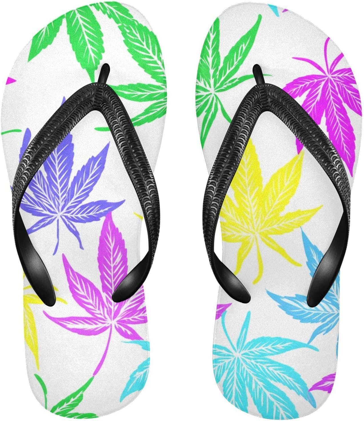 

Цветные белые шлепанцы с листьями, пляжные вьетнамки, резиновые нескользящие летние тапочки для женщин и мужчин для ходьбы Sinestour