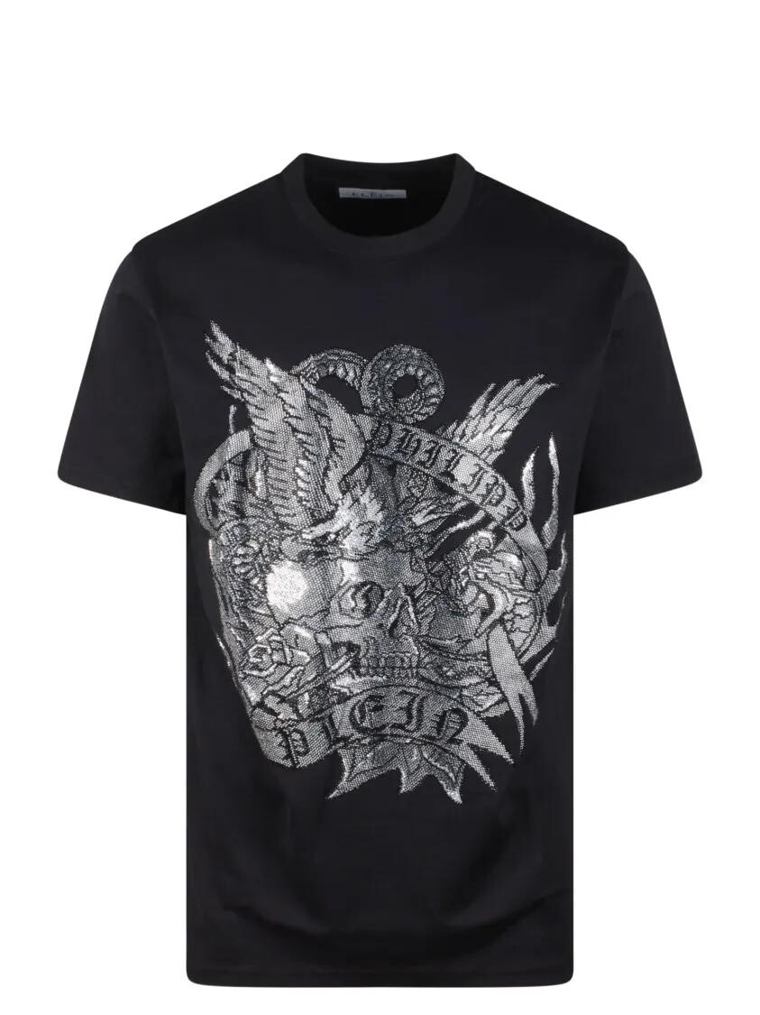 

Футболка с татуировкой и круглым вырезом из нержавеющей стали Philipp Plein, черный