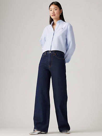 

Джинсы женские Ribcage Wide Leg Levi's, цвет Shaded View - Dark Wash