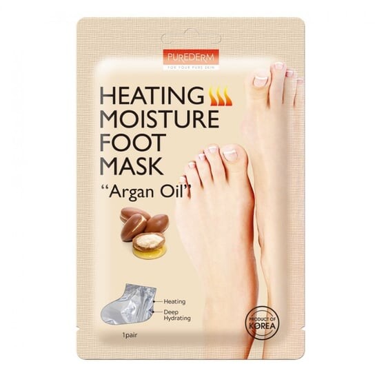 

Согревающая и увлажняющая маска для ног с аргановым маслом. Purederm Heating Moisture Foot Mask «Argan Oil»