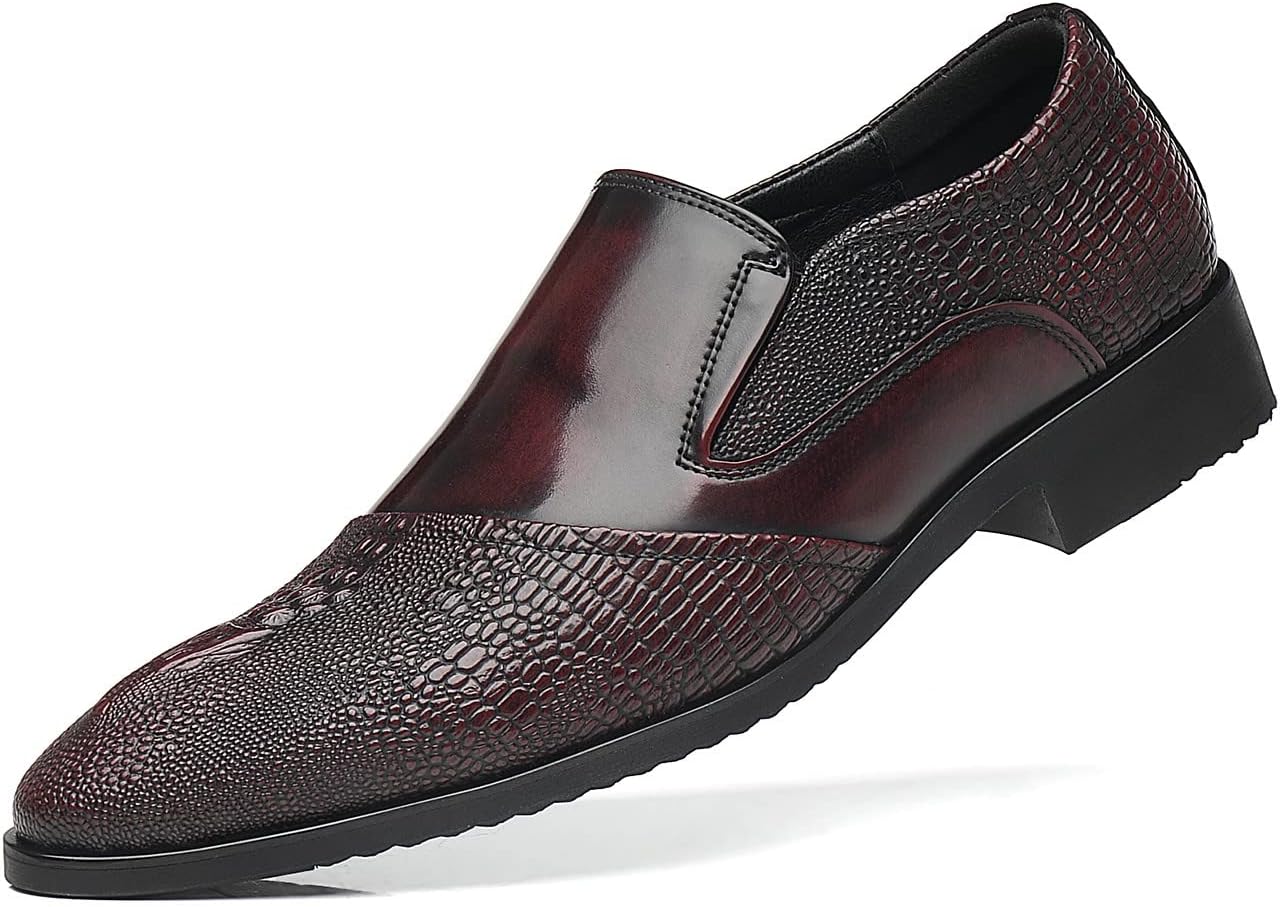 

Мужские классические оксфорды Santimon, слипоны из кожи аллигатора, формальные деловые современные дерби-лоферы, красный